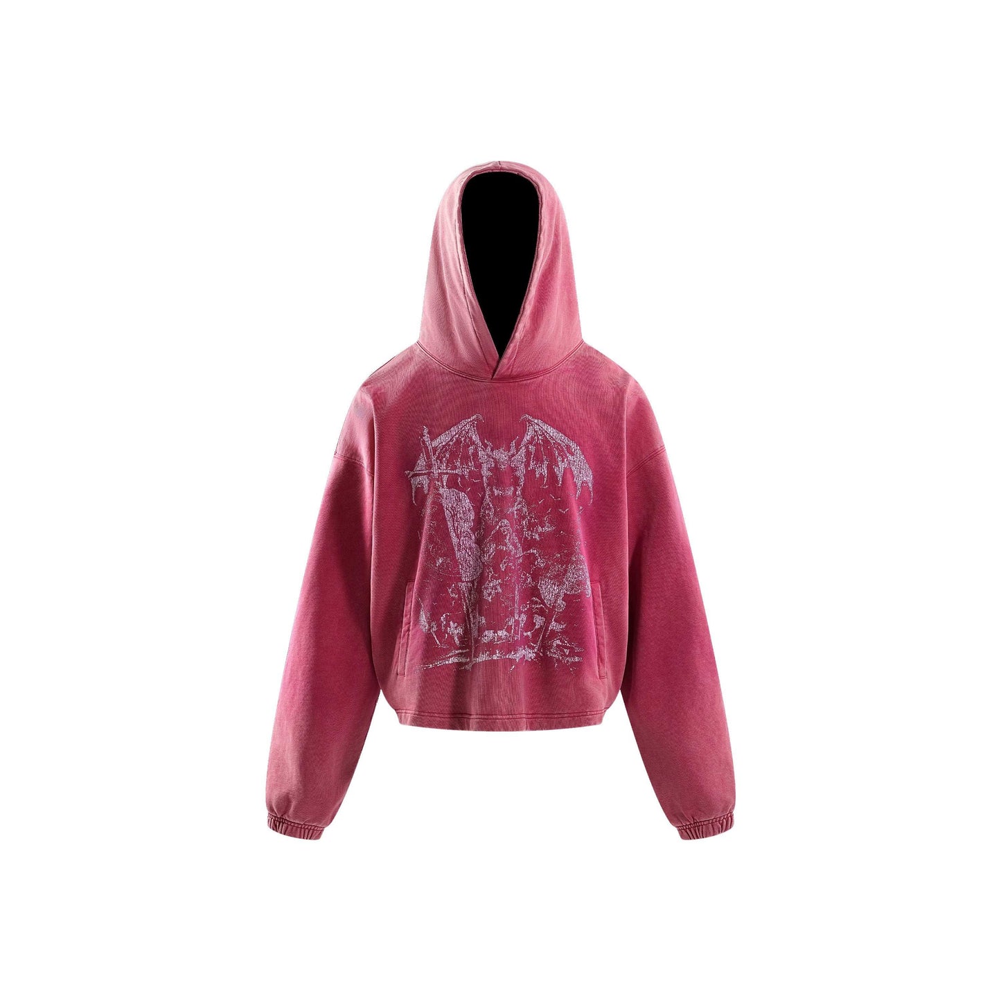 BLOOD MOON HOODIE WITH A WASHED DISTRESSED PATTERN HOODIE