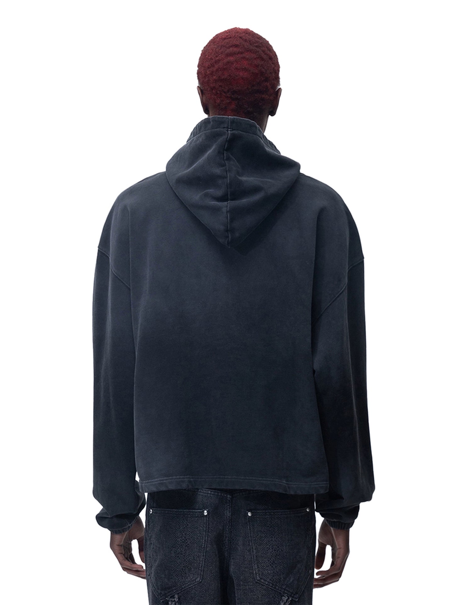 BLOOD MOON HOODIE WITH A WASHED DISTRESSED PATTERN HOODIE