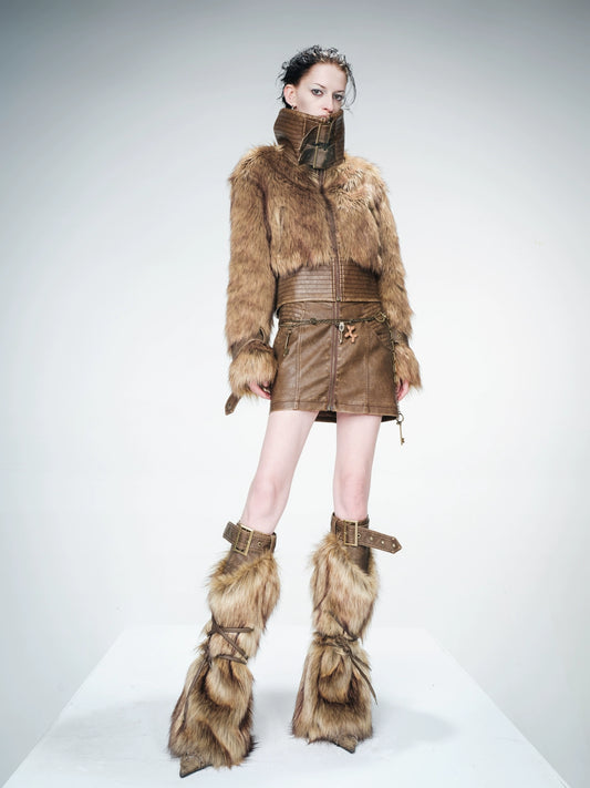 SHORT FAUX FUR COAT