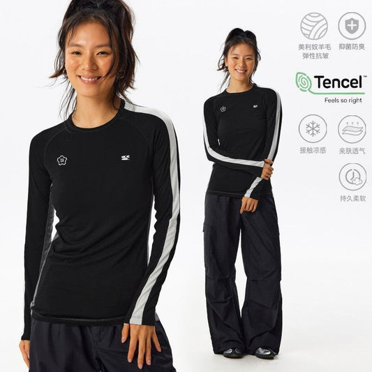 TENCEL LONG SLEEVE TEE WITH MERINO WOOL