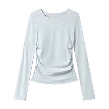SIDE PINCHED DRAPED LONG SLEEVE TEE