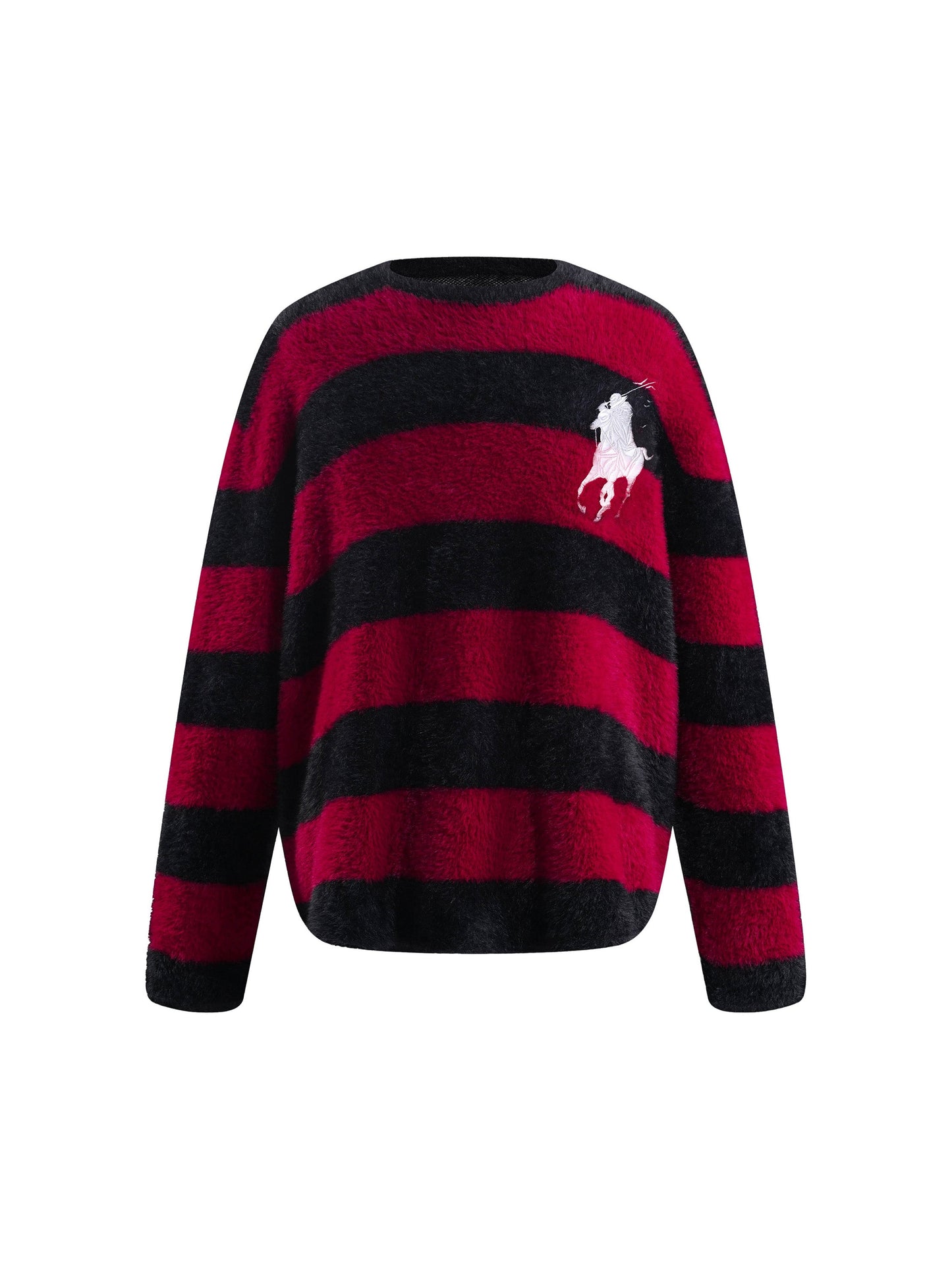 PRINCE OF DARKNESS FAUX FUR STRIPED SWEATER