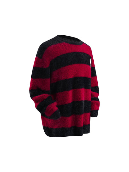 PRINCE OF DARKNESS FAUX FUR STRIPED SWEATER