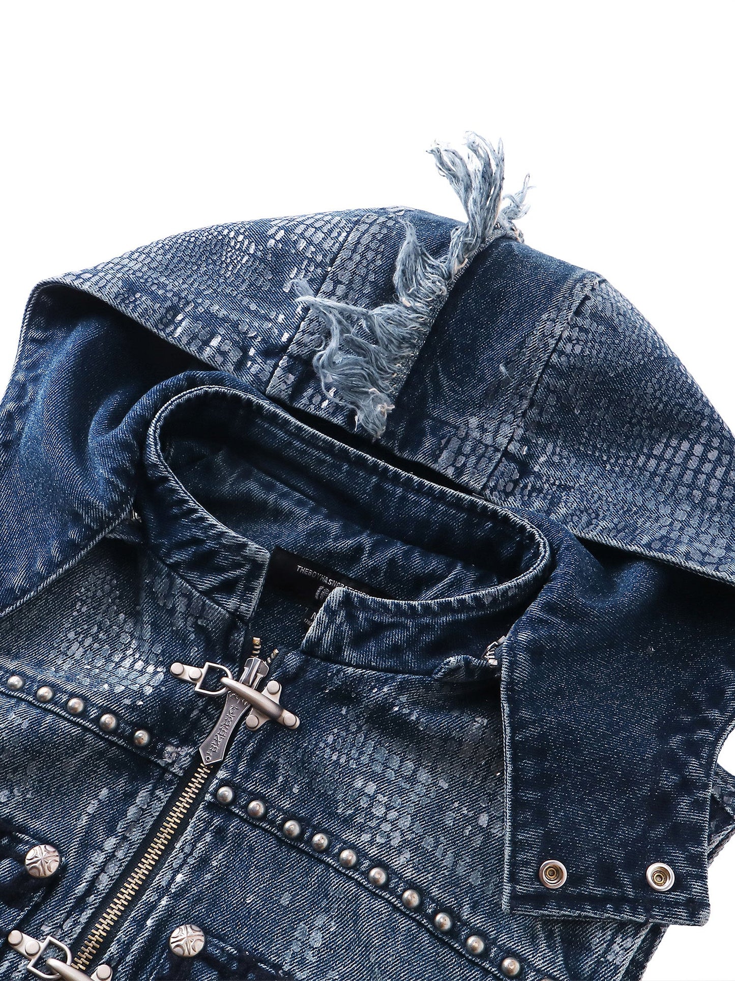 LUMINOUS DAWN FRINGED DENIM HOODEDVEST