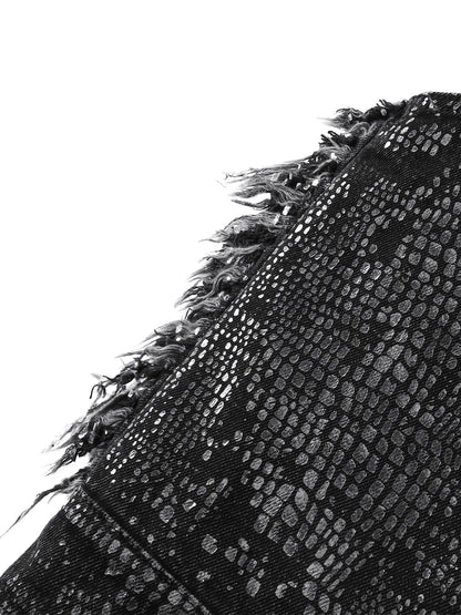 LUMINOUS DAWN FRINGED DENIM HOODEDVEST