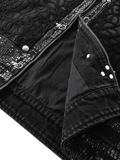 LUMINOUS DAWN FRINGED DENIM HOODEDVEST