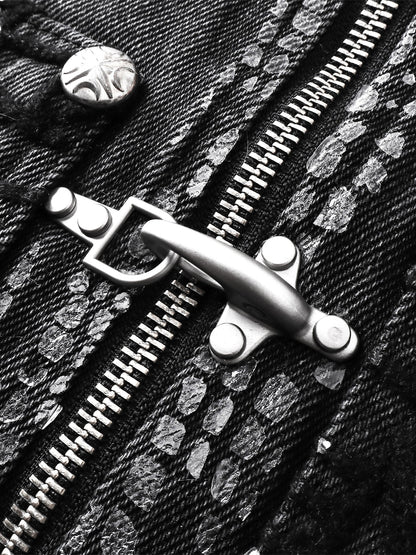 LUMINOUS DAWN FRINGED DENIM HOODEDVEST