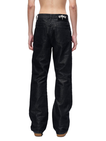 LUMINOUS DAWN ASTRAL METAL LOGO SILKY FLARE JEANS