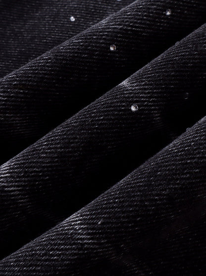 LUMINOUS DAWN RHINESTONE COBWEB  CROPPED JEANS