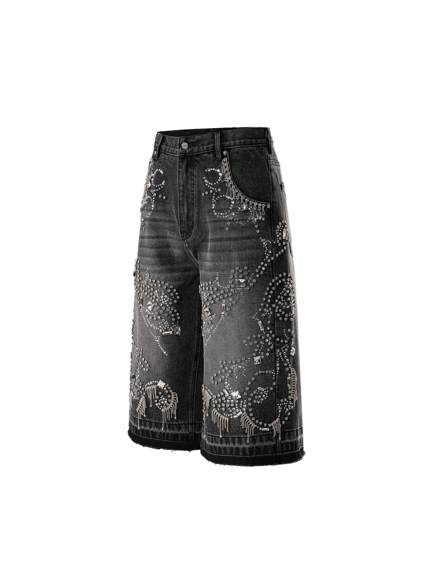 LUMINOUS DAWN RHINESTONE CROPPED JEANS