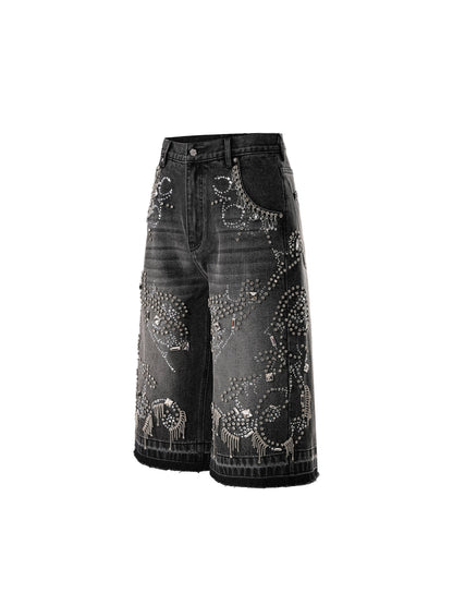 LUMINOUS DAWN RHINESTONE CROPPED JEANS