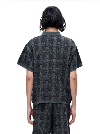 LUMINOUS DAWN BAT PATTERN POLO TEE