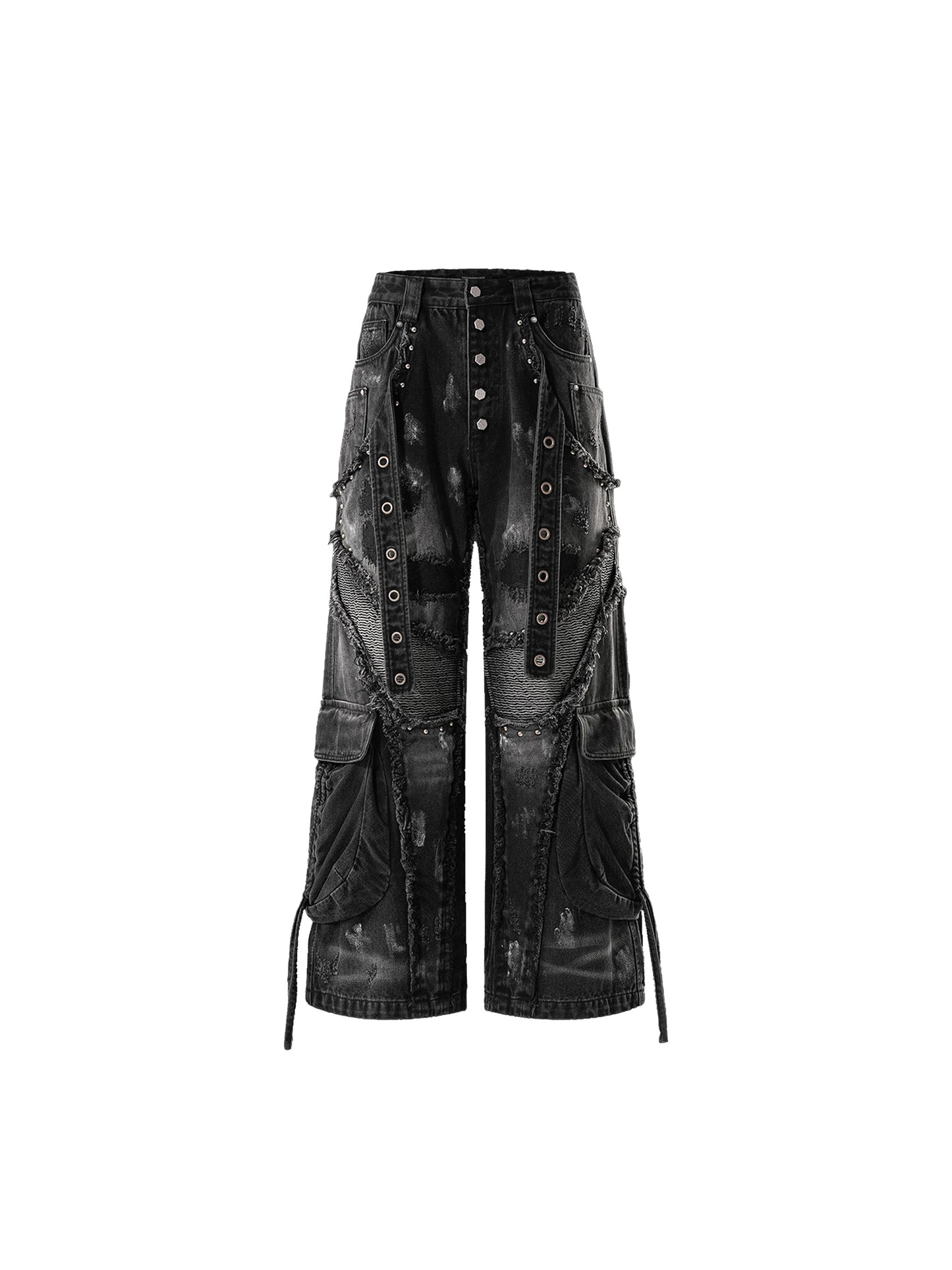 LUMINOUS DAWN RIVET RIBBON BAGGY JEANS