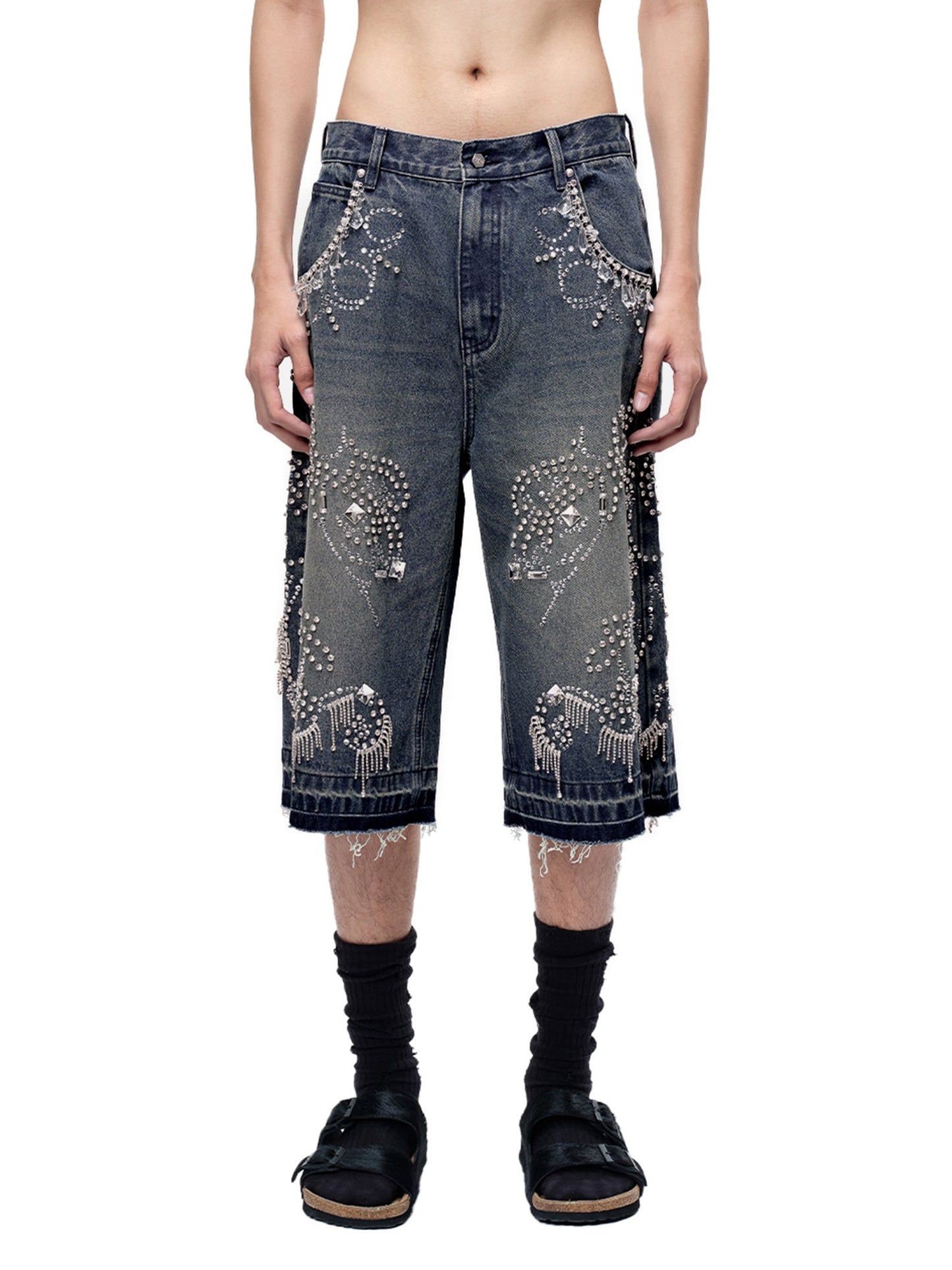 LUMINOUS DAWN RHINESTONE CROPPED JEANS