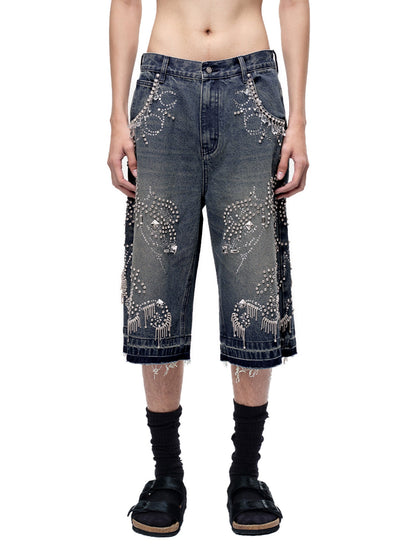 LUMINOUS DAWN RHINESTONE CROPPED JEANS