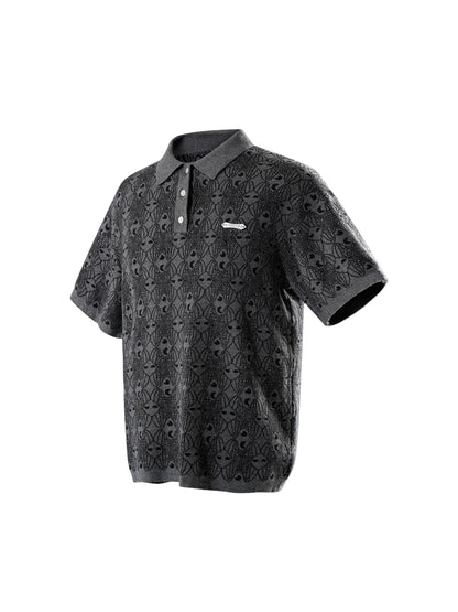 LUMINOUS DAWN BAT PATTERN POLO TEE
