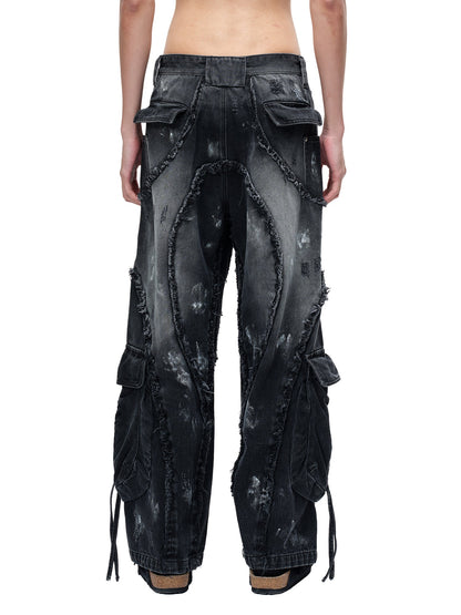 LUMINOUS DAWN RIVET RIBBON BAGGY JEANS