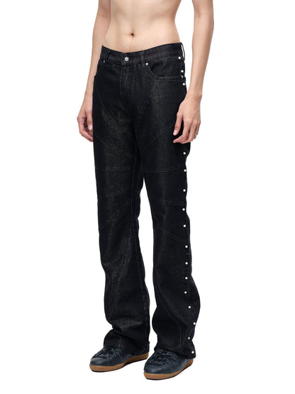 LUMINOUS DAWN ASTRAL METAL LOGO SILKY FLARE JEANS