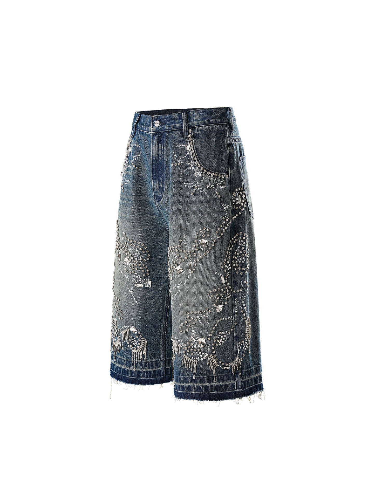 LUMINOUS DAWN RHINESTONE CROPPED JEANS