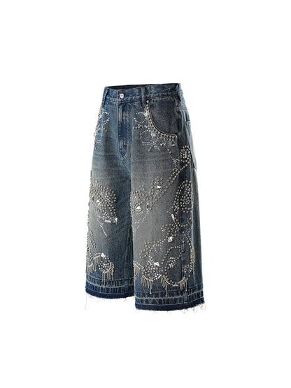 LUMINOUS DAWN RHINESTONE CROPPED JEANS