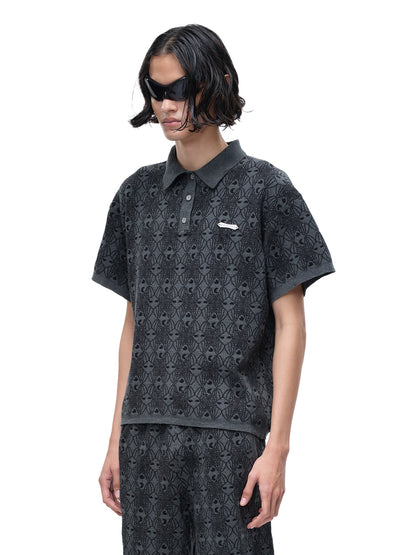 LUMINOUS DAWN BAT PATTERN POLO TEE