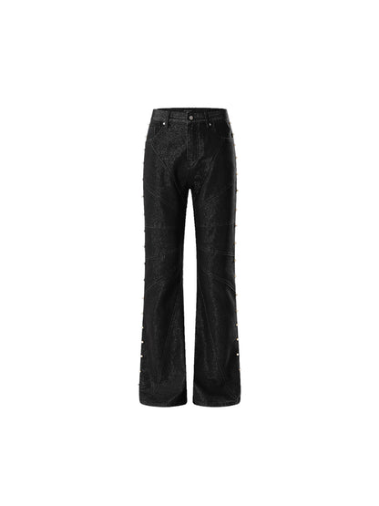 LUMINOUS DAWN ASTRAL METAL LOGO SILKY FLARE JEANS
