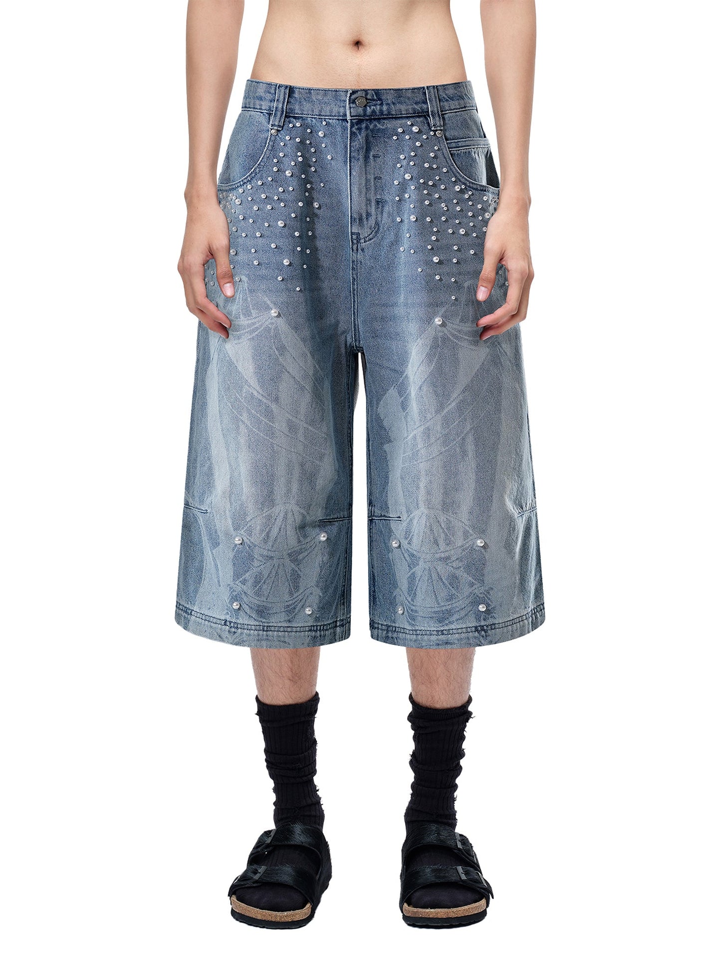  LUMINOUS DAWN KNIGHT PEARL ARMOR CROPPED JEANS