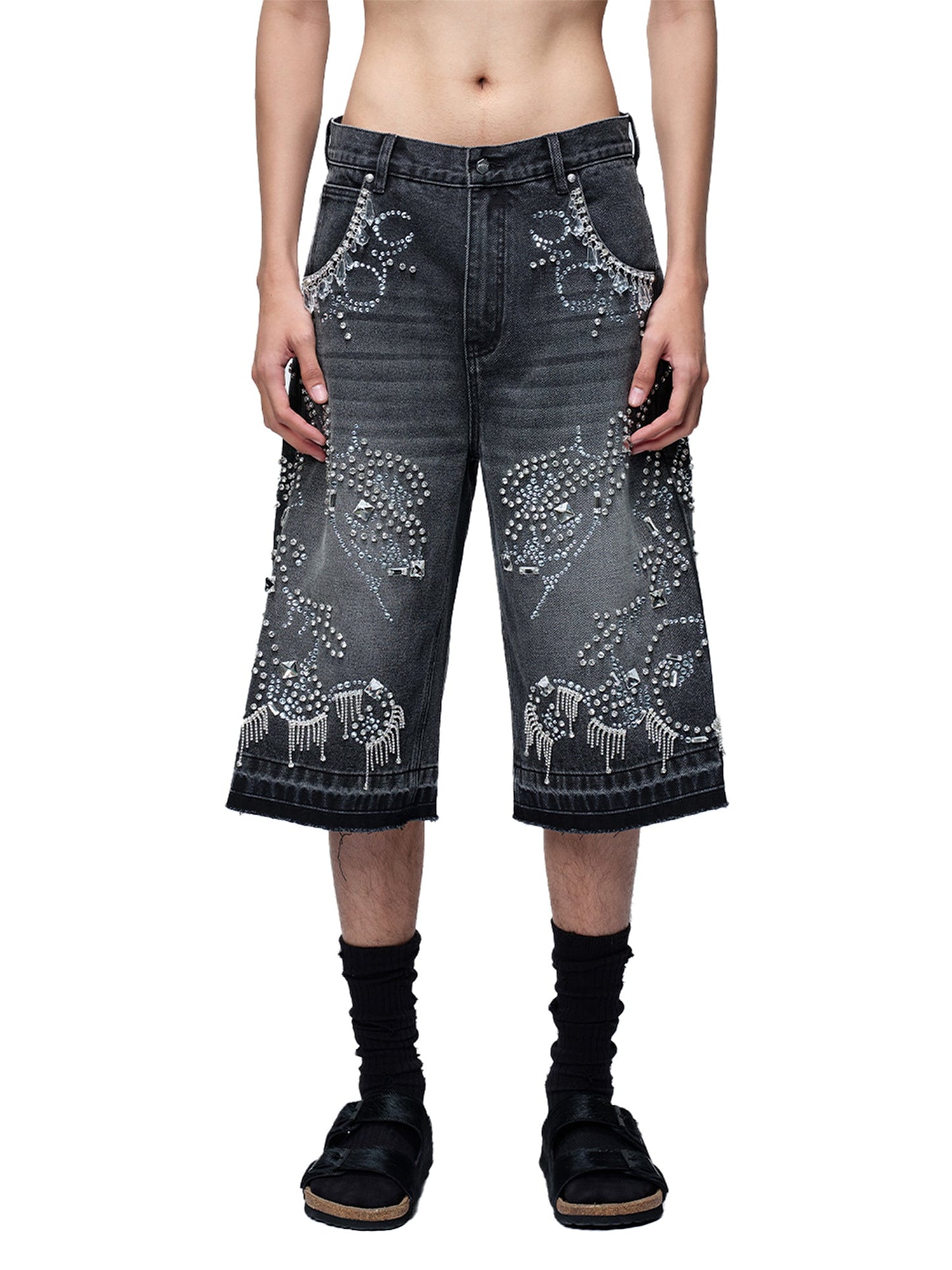 LUMINOUS DAWN RHINESTONE CROPPED JEANS