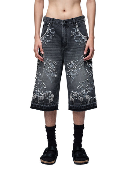 LUMINOUS DAWN RHINESTONE CROPPED JEANS