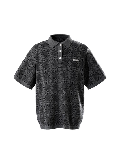 LUMINOUS DAWN BAT PATTERN POLO TEE