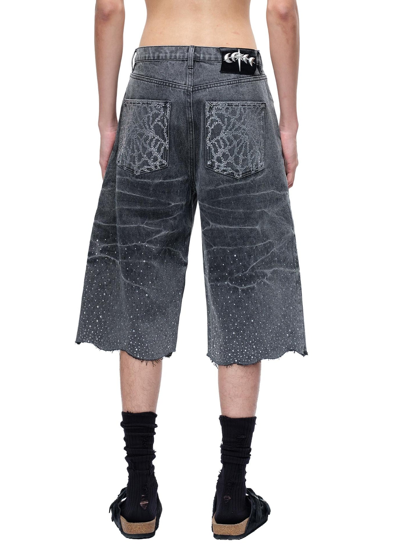 LUMINOUS DAWN RHINESTONE COBWEB  CROPPED JEANS