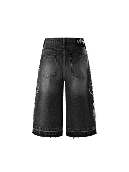 LUMINOUS DAWN RHINESTONE CROPPED JEANS