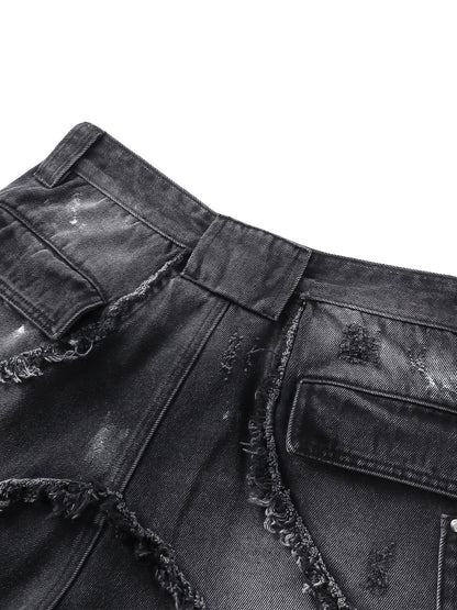 LUMINOUS DAWN RIVET RIBBON BAGGY JEANS