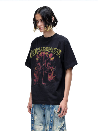 LUMINOUS DAWN DISTRESSED PATTERN S/S TEE