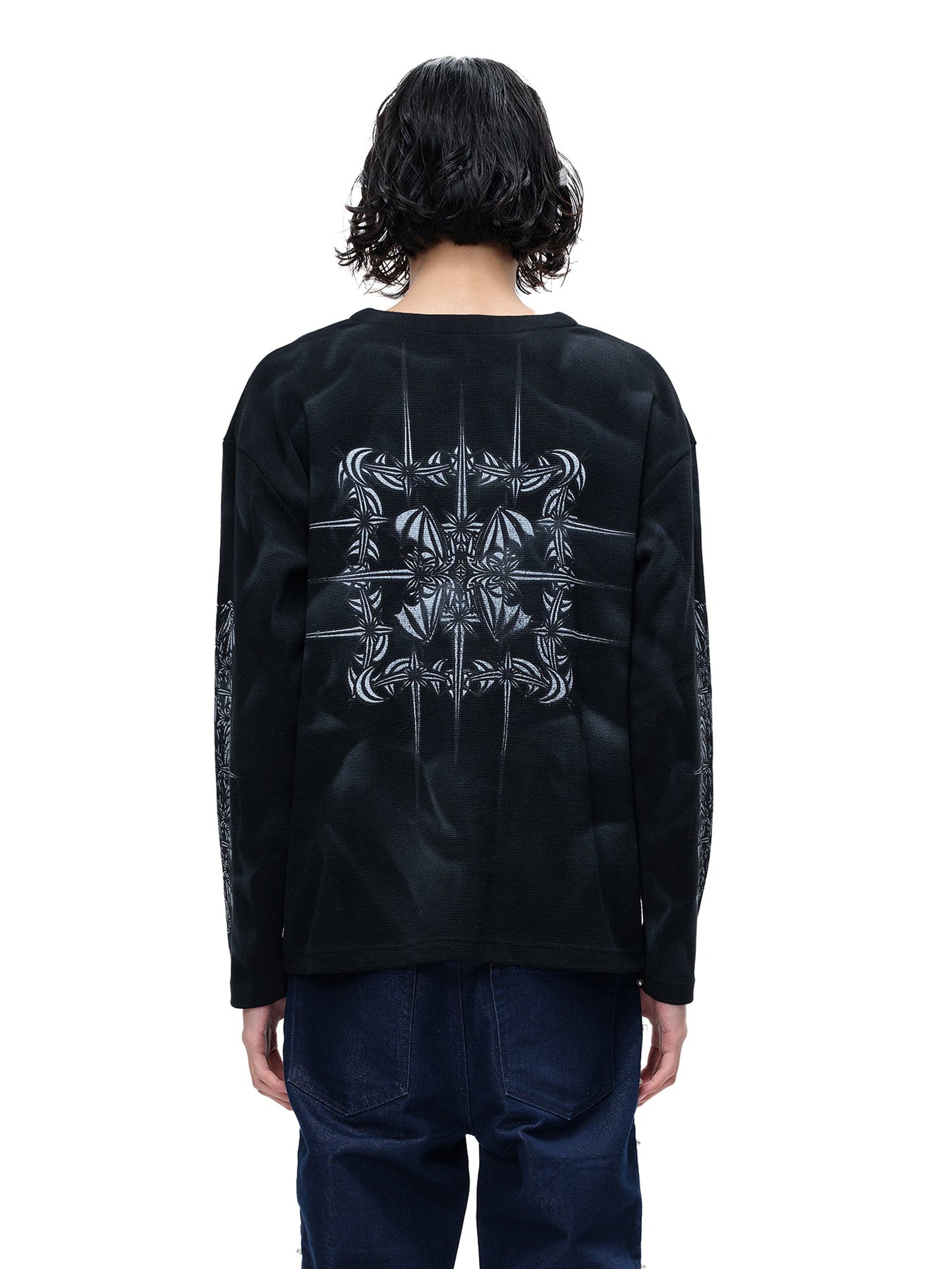 LUMINOUS DAWN WAFFLE-KNIT L-S TEE