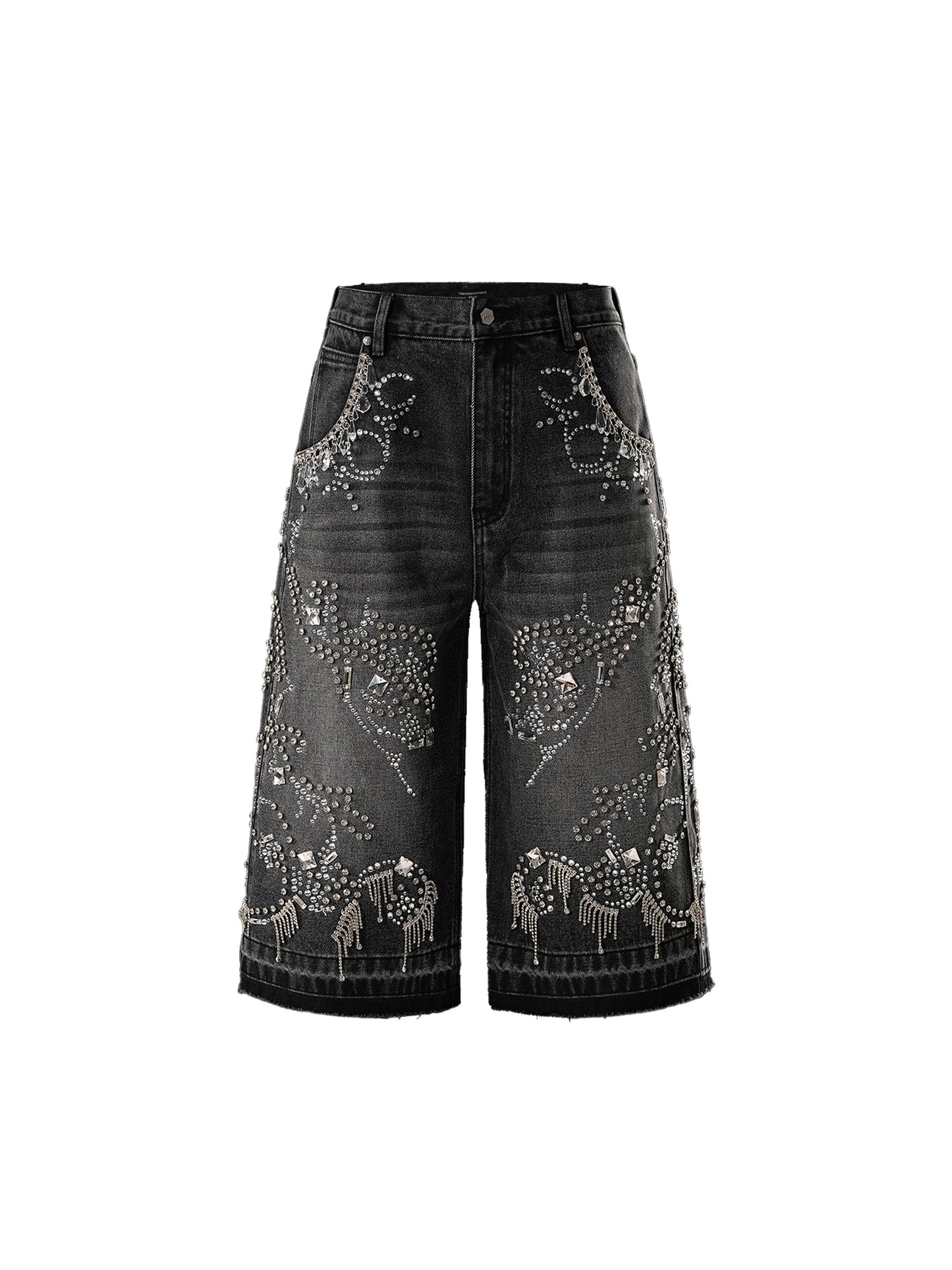 LUMINOUS DAWN RHINESTONE CROPPED JEANS