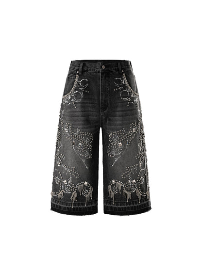 LUMINOUS DAWN RHINESTONE CROPPED JEANS