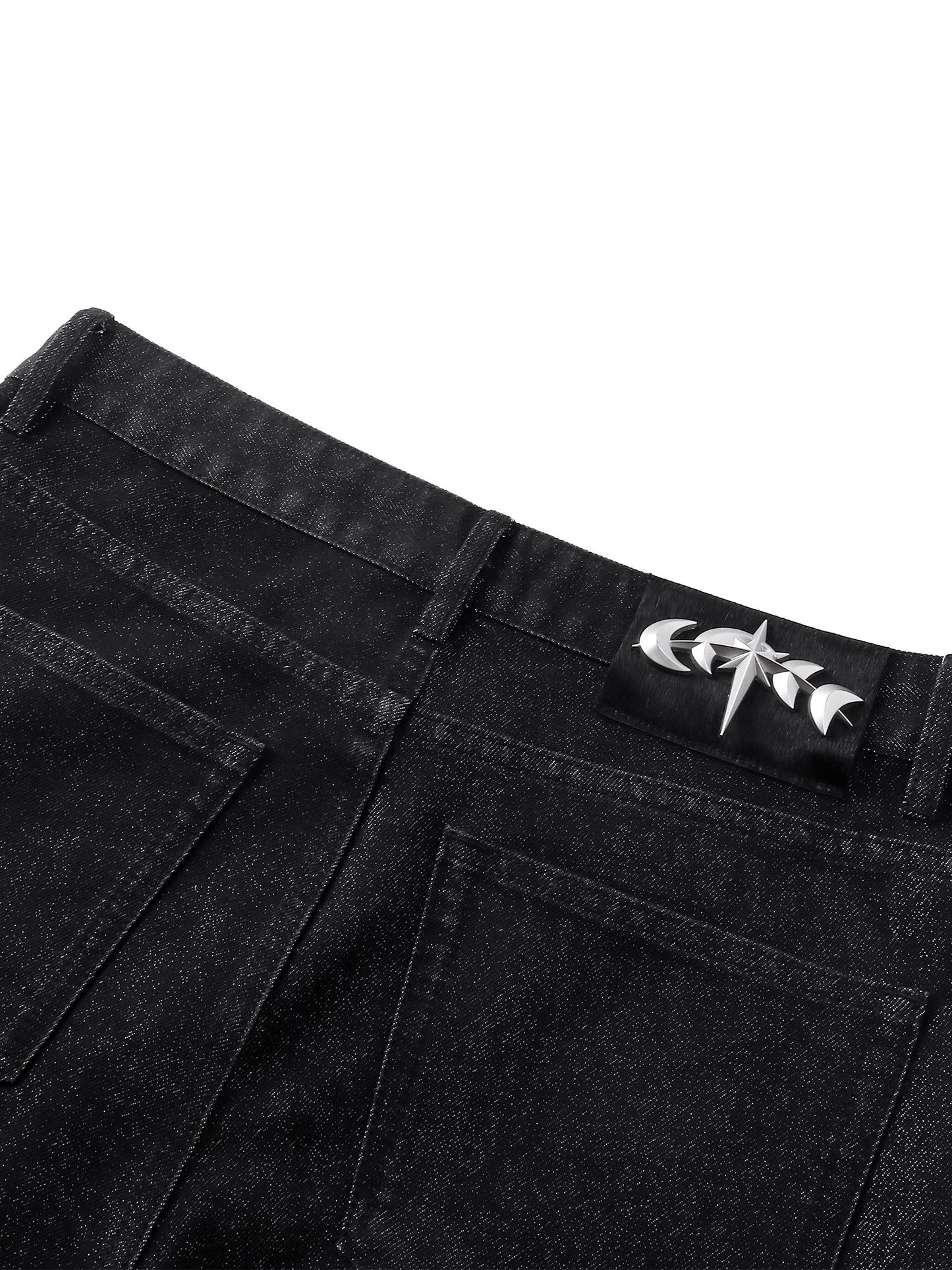 LUMINOUS DAWN ASTRAL METAL LOGO SILKY FLARE JEANS