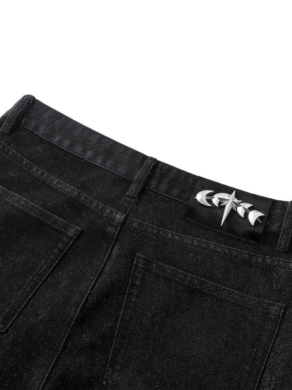 LUMINOUS DAWN ASTRAL METAL LOGO SILKY FLARE JEANS