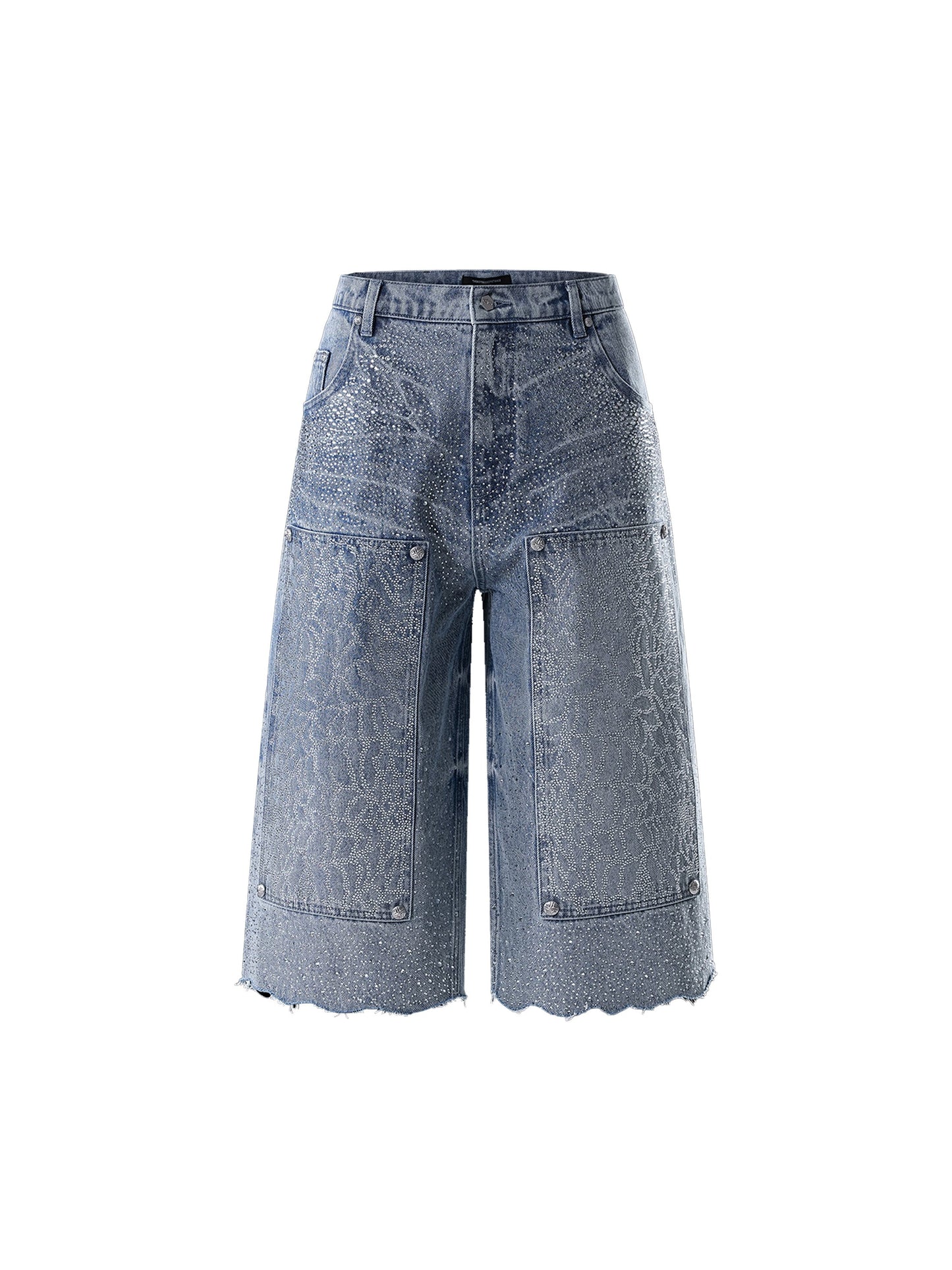 LUMINOUS DAWN RHINESTONE COBWEB  CROPPED JEANS