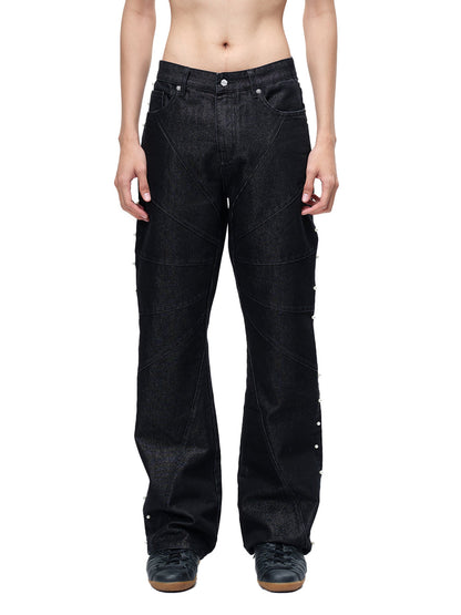 LUMINOUS DAWN ASTRAL METAL LOGO SILKY FLARE JEANS