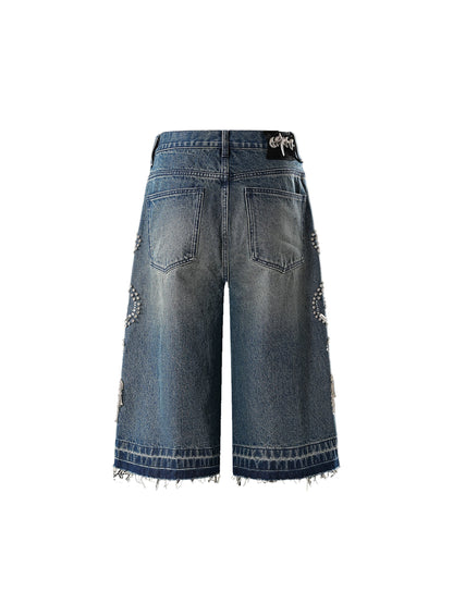 LUMINOUS DAWN RHINESTONE CROPPED JEANS