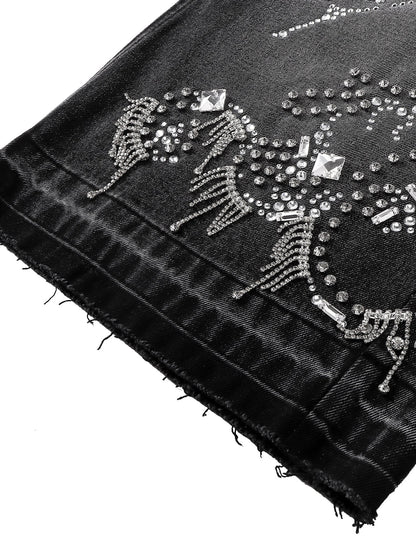 LUMINOUS DAWN RHINESTONE CROPPED JEANS