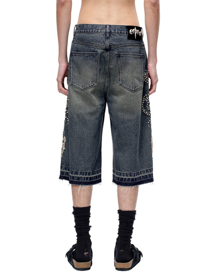 LUMINOUS DAWN RHINESTONE CROPPED JEANS