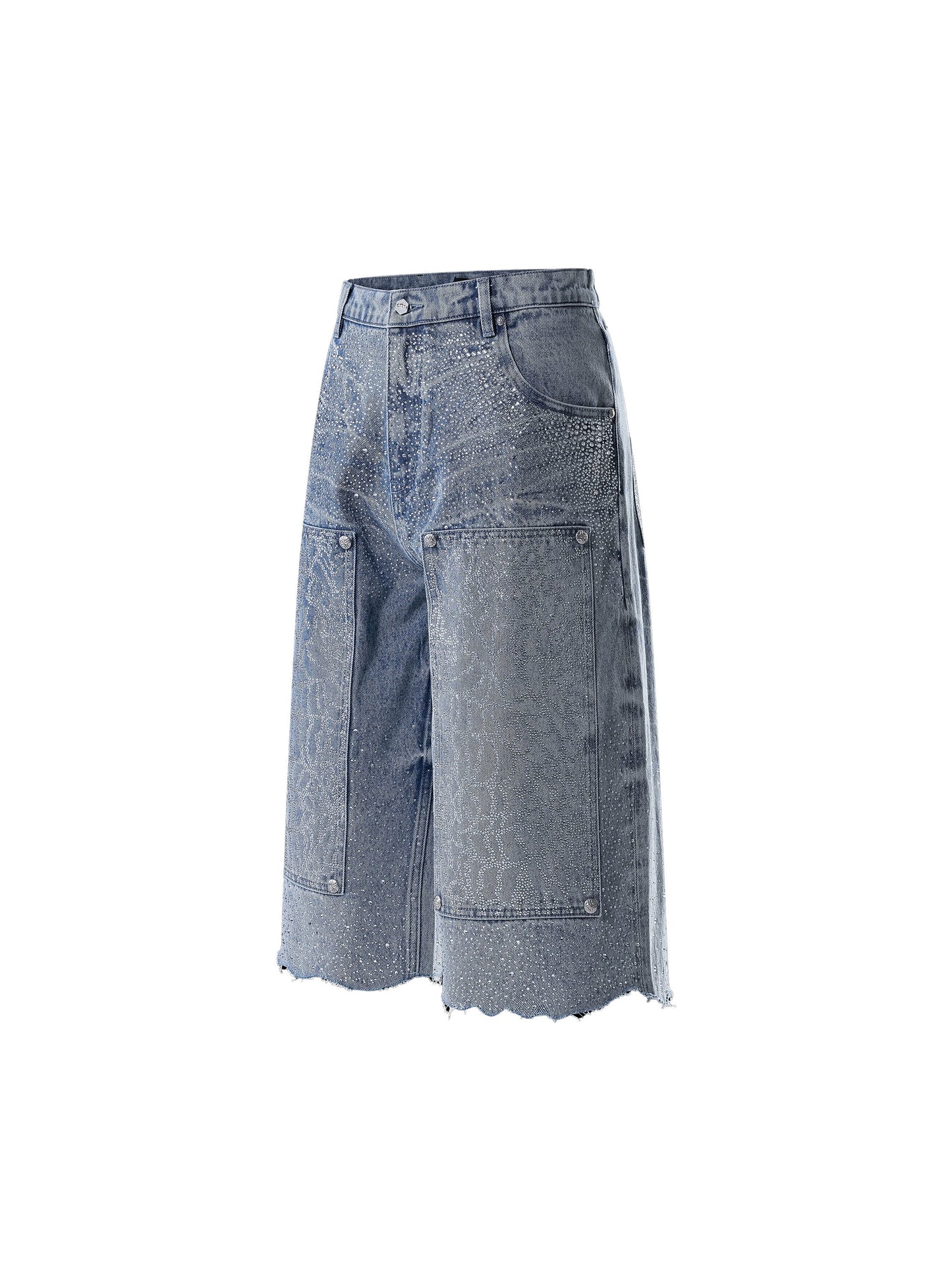 LUMINOUS DAWN RHINESTONE COBWEB  CROPPED JEANS