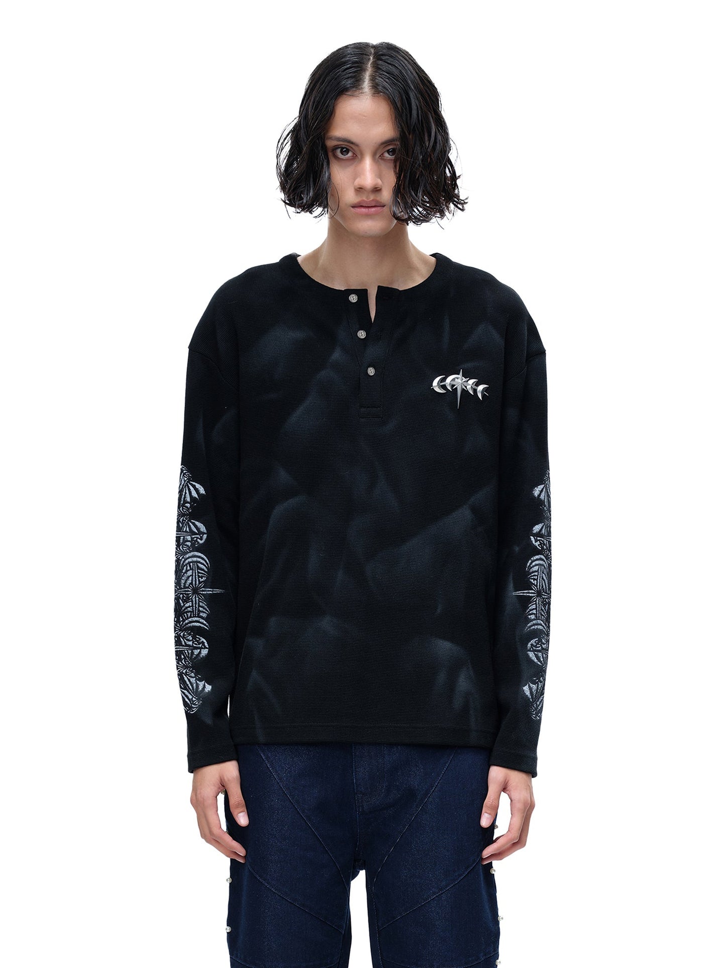 LUMINOUS DAWN WAFFLE-KNIT L-S TEE