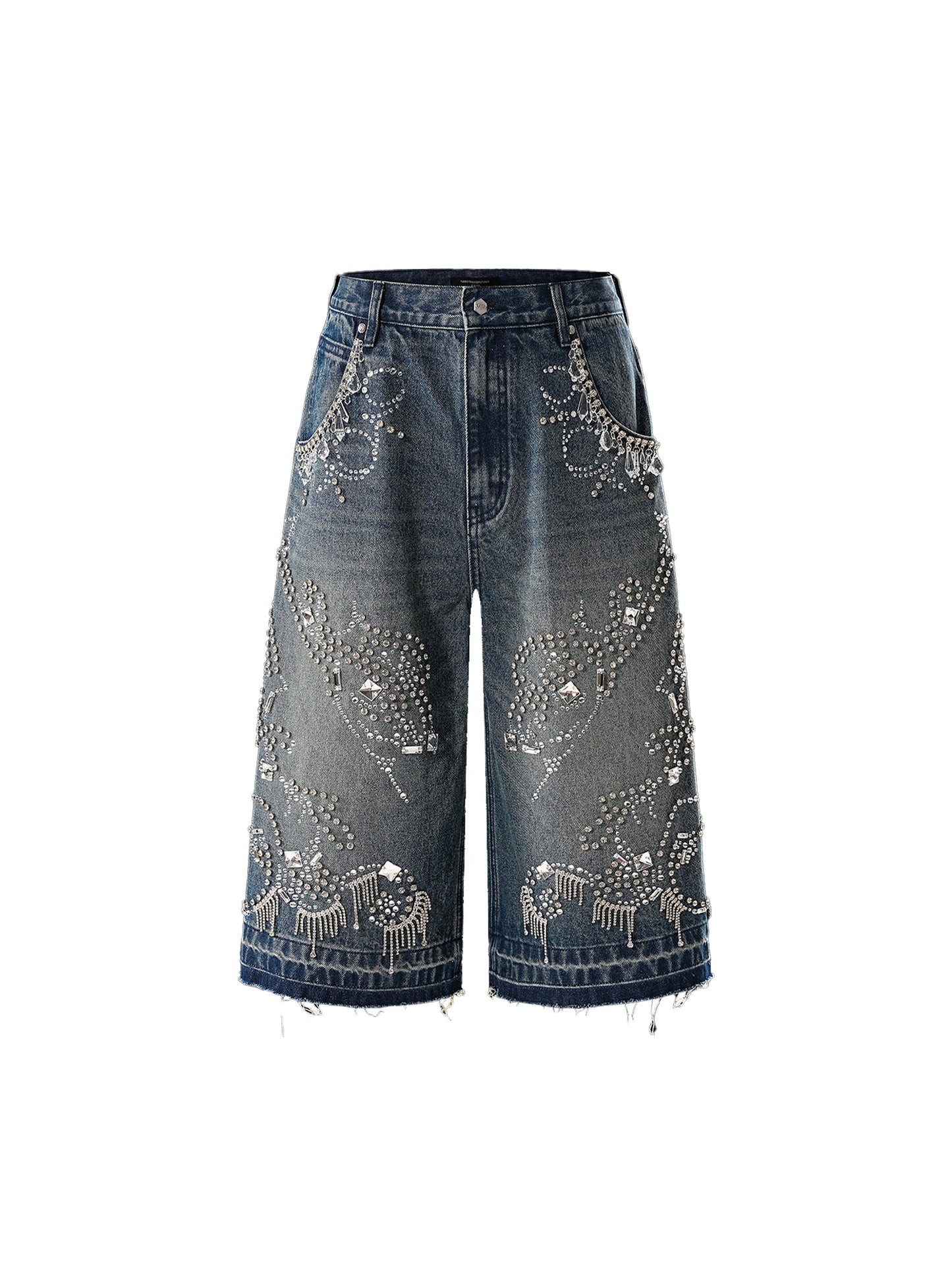 LUMINOUS DAWN RHINESTONE CROPPED JEANS