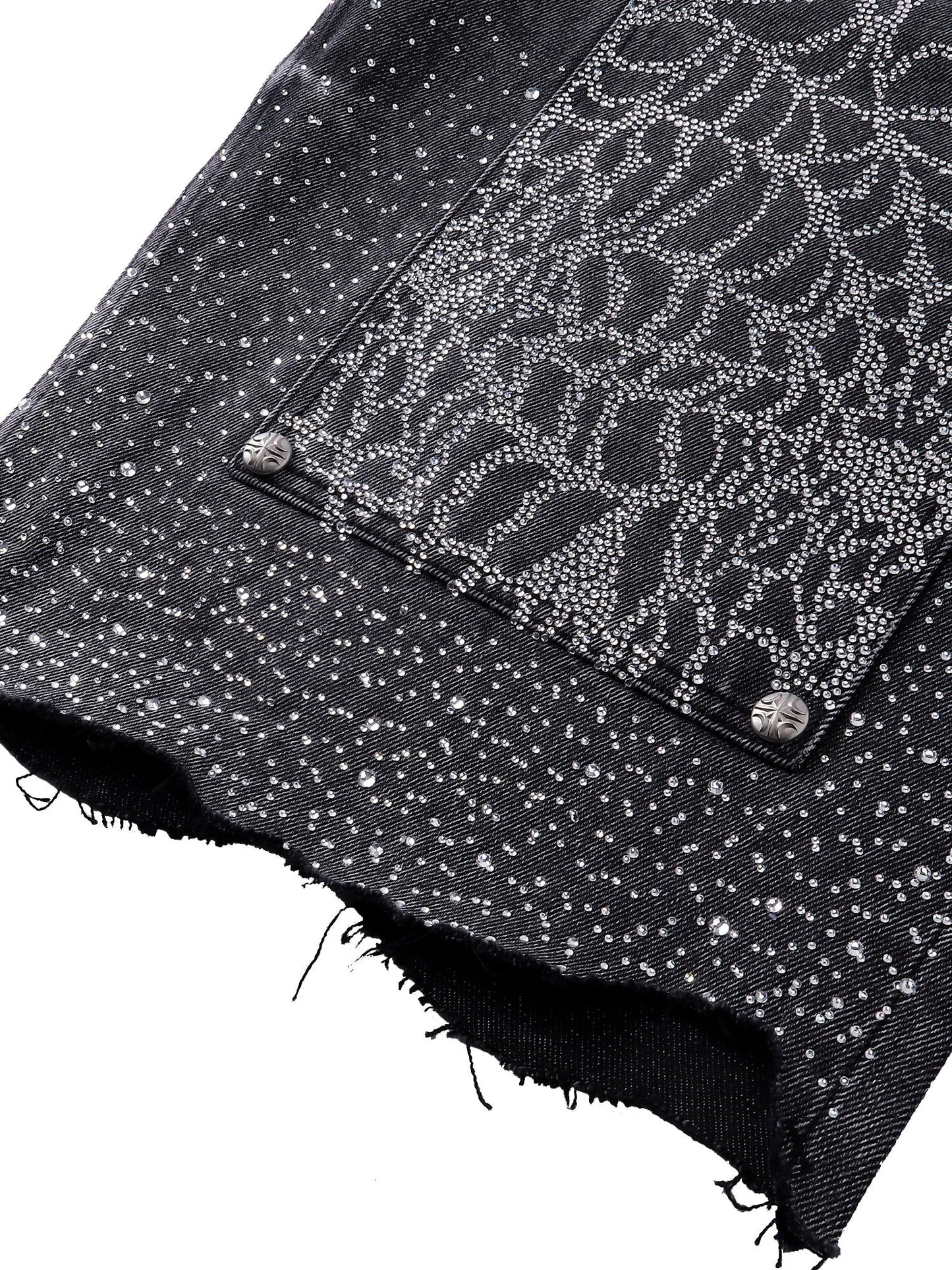 LUMINOUS DAWN RHINESTONE COBWEB  CROPPED JEANS