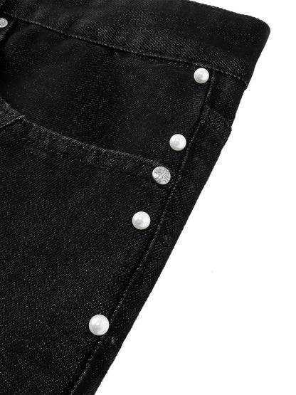 LUMINOUS DAWN ASTRAL METAL LOGO SILKY FLARE JEANS