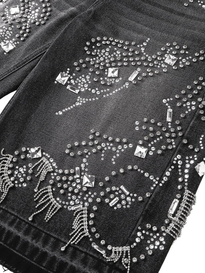 LUMINOUS DAWN RHINESTONE CROPPED JEANS